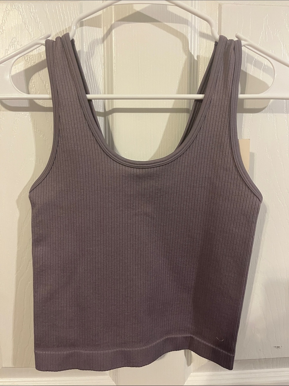 a new day Ribbed Scoop Crop Tank in Mauve